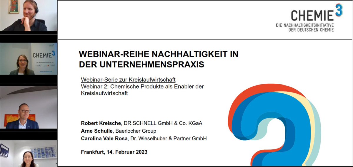 ChemieHoch3's tweet photo. Chemieprodukte können viel zur #Kreislaufwirtschaft beitragen. Ideen dazu haben wir gestern im zweiten Webinar unserer 3-teiligen Serie gezeigt mit @DRSCHNELL_MUC, Baerlocher Group &amp; @Wieselhuber. Mehr: https://t.co/dXnH9YwnmY @BAVChemie @chemieverband @igbce https://t.co/tGFV36kLkm
