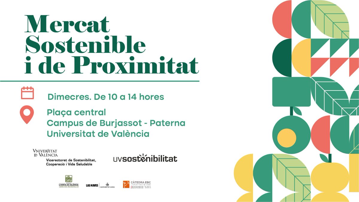 BiologiquesUV's tweet photo. El mercat sostenible continua funcionant amb èxit tots els dimecres i el proper dimecres dia 22 incorpora una activitat especial organitzada per estudiants de la @BiologiquesUV, @BIOagradables   , a la que tothom està convidat! @Sostenible_UV @bioadr @UV_EG https://t.co/r9xs24I24g