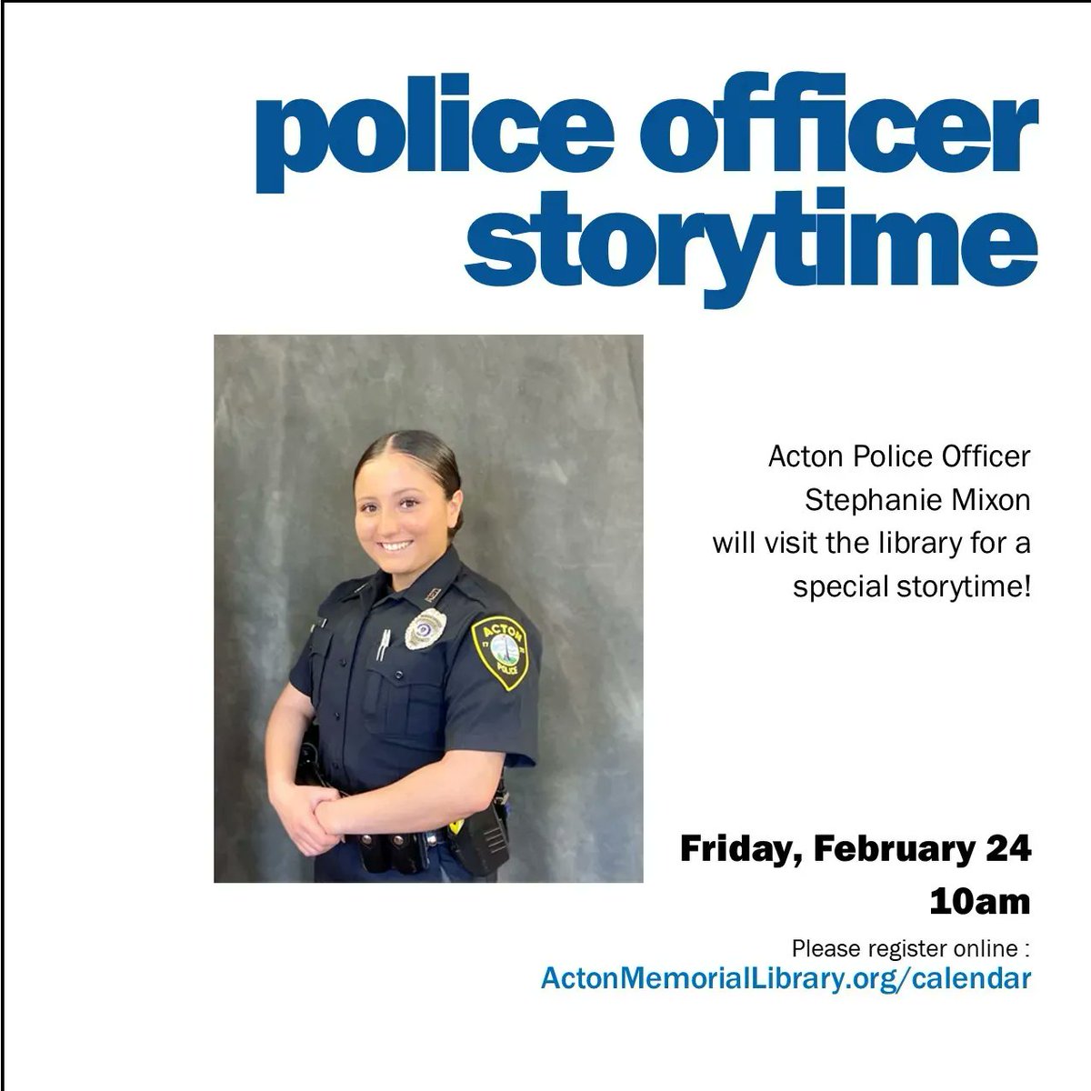 Officer Mixon visits the Acton Memorial Library!