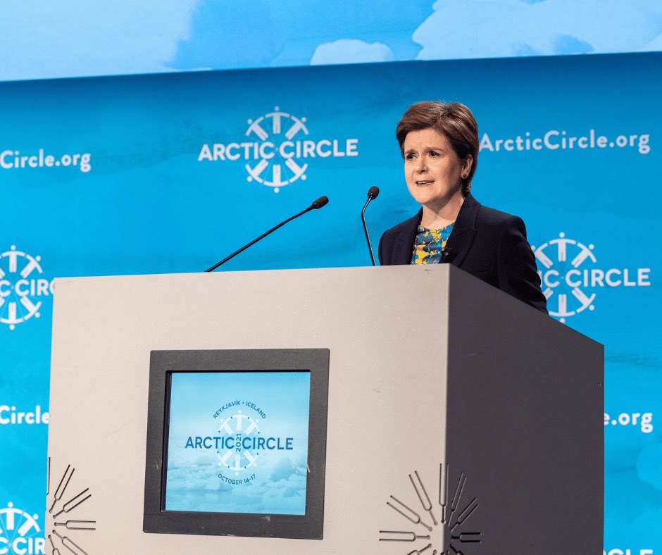 When ⁦<a href="/NicolaSturgeon/">Nicola Sturgeon</a>⁩ leaves the office of #FirstMinister of #Scotland we fondly remember her formidable speeches at ⁦<a href="/_Arctic_Circle/">Arctic Circle</a>⁩ Assemblies. The only major #UK leader to this demonstrate commitment to #ClimateAction.