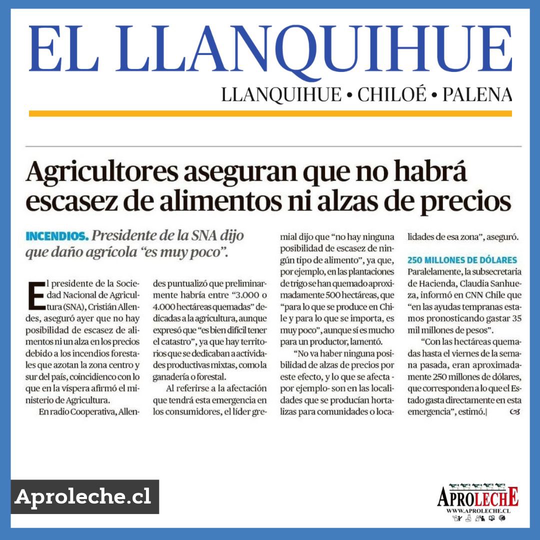 🌐  El Llanquihue

📌 Agricultores aseguran que no habrá escasez de alimentos ni alzas de precios

👉🏻 Para leer nota completa, los invitamos a ingresar a nuestra web bit.ly/3YvLDW5