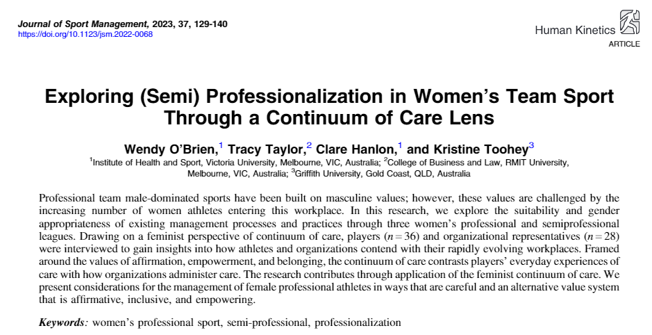 Human Kinetics (@human_kinetics) on Twitter photo Check out #openaccess research from the latest issue of <a href="/JSMjournal/">J. of Sport Mgmt.</a>! Exploring (Semi) Professionalization in Women’s Team Sport Through a Continuum of Care Lens doi.org/10.1123/jsm.20… #sportmanagement #prosport Check out #openaccess research from the latest issue of <a href="/JSMjournal/">J. of Sport Mgmt.</a>! Exploring (Semi) Professionalization in Women’s Team Sport Through a Continuum of Care Lens doi.org/10.1123/jsm.20… #sportmanagement #prosport