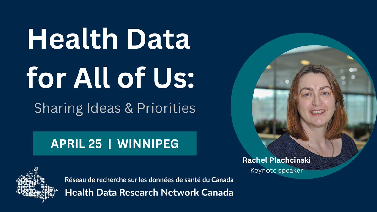 Save the Date! Health Data for All of Us is a 1-day forum (in-person &amp; online) to discuss how #healthdata should be used in Canada, feat. keynote speaker Rachel Plachcinski @Stroppybrunette. 🗓️ APRIL 25 | Winnipeg &amp; Zoom. REGISTER ➡️ bit.ly/HealthDataForum