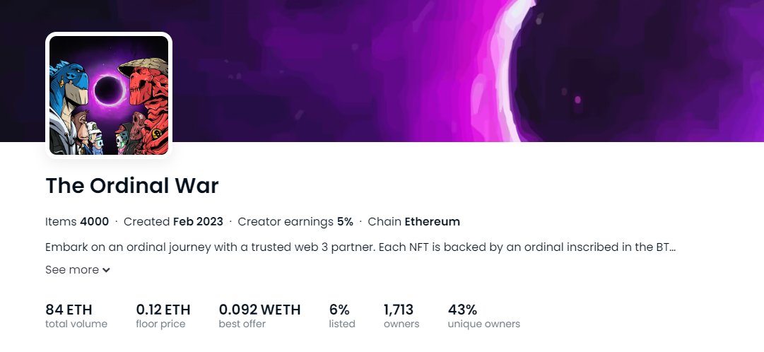 The holders of <a href="/TheLaboratoryIO/">The Laboratory</a> got a very good call in the exclusive channel about an Ethereum NFT that can be burnt and receive a #OrdinalNFT instead. Great concept by @PGodjira.
Mint was 0.033ETH and now FP at 0.12ETH and going!!!
#NFT #BTC #ETH #crypto #Ordinals