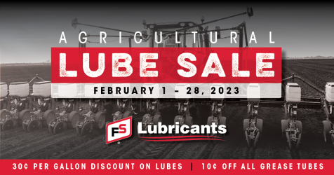 Don't miss your chance to take advantage of our Agricultural Lubricants Sale! Receive 30 cents per gallon discount on lubes and 10 cents off all grease tubes during February only! Contact your FS Energy Specialist with questions.