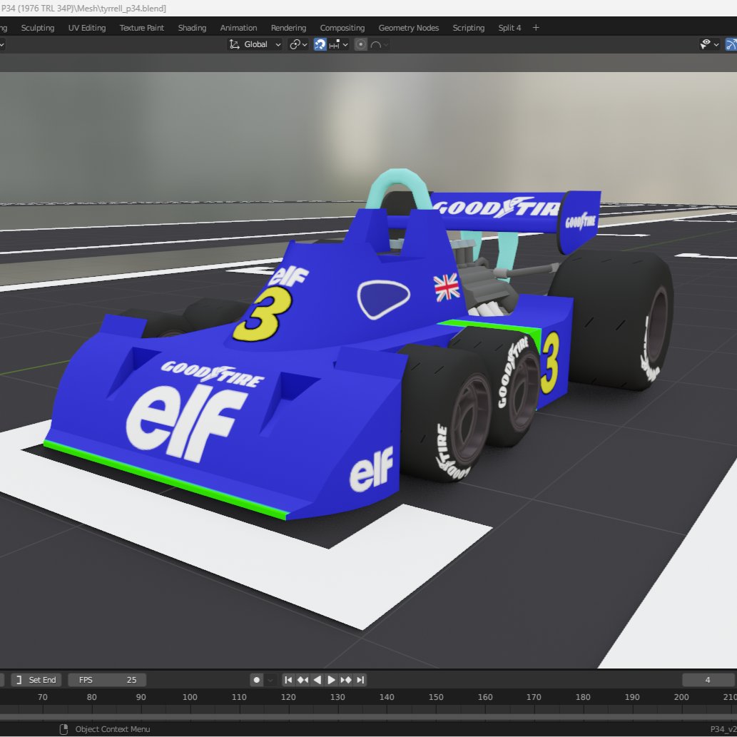 george_bacanu's tweet photo. WIP - Tyrrell P34// #TurboGrandPrix #indieracers #madewithunity #b3d #indiedev https://t.co/pxDfJZFnmV