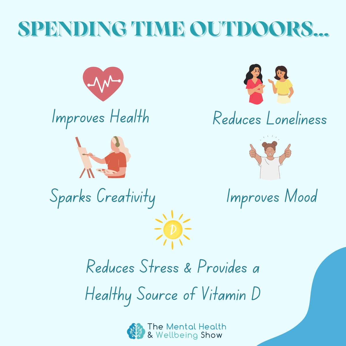 Spending time outdoors can benefit you in many different ways this #wellbeingwednesday 🍃

#mhwshow #mhw #wellbeingtips #benefitsofoutdoors #wellbeing