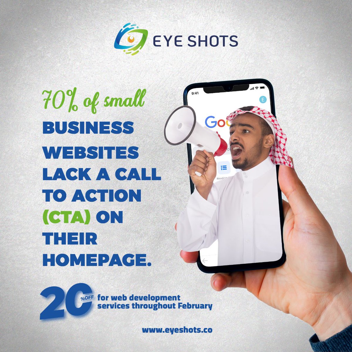 Eyeshotsdigital's tweet image. You are missing a vital point if your website's homepage doesn't include a floating call-to-action button!
Eyeshots can take over designing and revamping your website's structure.
Contact us and Get our offer!
595958858 📞
#webdevelopment #webdevelopmentoffer #offer