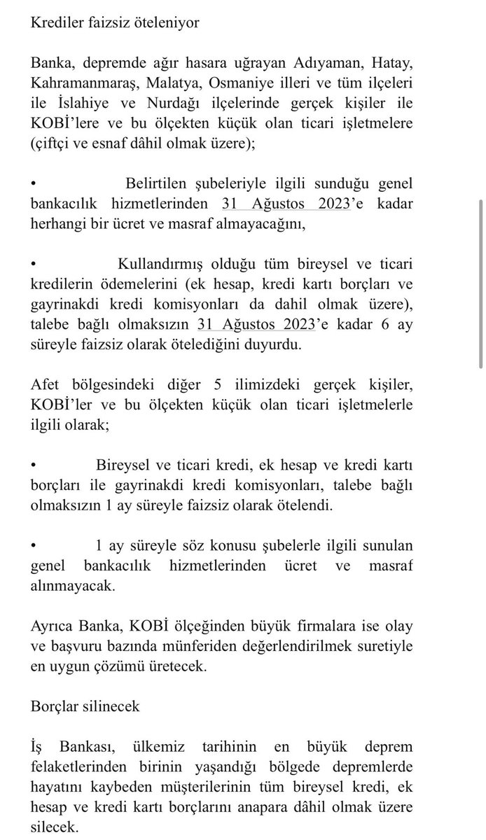 yaman_ihsan's tweet photo. İş bankasının açıkladığı paket gerçekten çok büyük ve yapıcı bir hareket.

Tebrik ediyorum @isbankasi ni ve diğer bankalardan da aynı hareketi bekliyoruz.

@GarantiBBVA @Akbank @YapiKredi @DenizBank @TEB @VakifBank @Halkbank @qnbfinansbank https://t.co/aEzd1SffZX