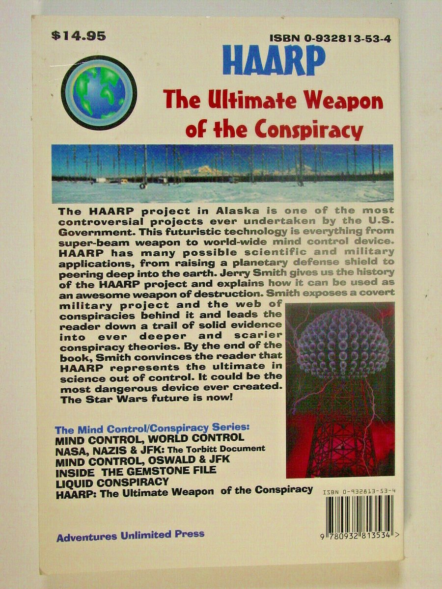 iluminatibot's tweet photo. This book does great job of exposing the Pentagon's use of HAARP in the mind control of the American people, and the DOD's manipulation of the weather for the agenda of global genocide through plausibly deniable means. Revealing and well researched: https://t.co/Kk3C4ZNcF8 #ad https://t.co/KAiO6W0PrZ