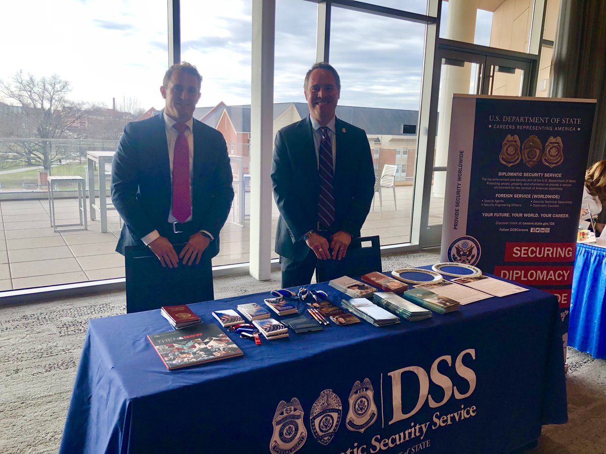 JackVanCleve's tweet photo. If you’re at the @ncatsuaggies career fair today, stop by the @StateDeptDSS booth and learn about global career opportunities with the Diplomatic Security Service. https://t.co/xB9EI1Q9V7