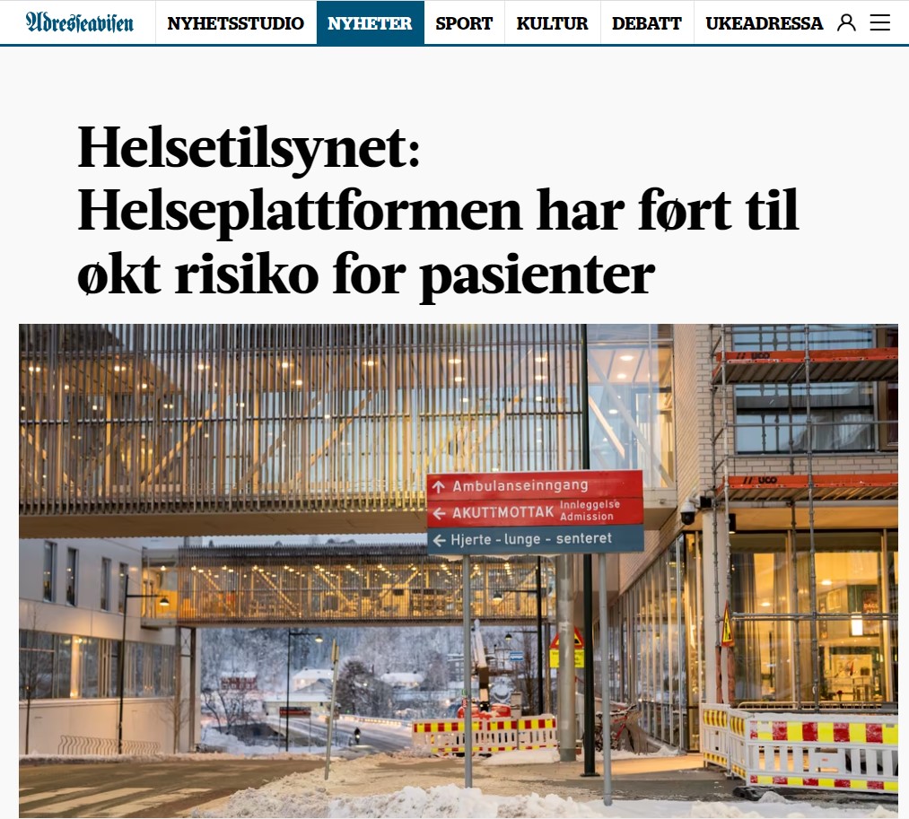 #Helseplattformen, den norske udgave af #Sundhedsplatformen er i vedvarende, stærk modvind. <a href="/DKsundhed/">Indenrigs- og Sundhedsministeriet</a> <a href="/dkmedier/">dkmedier</a> <a href="/Christiansborg/">Christiansborg</a>