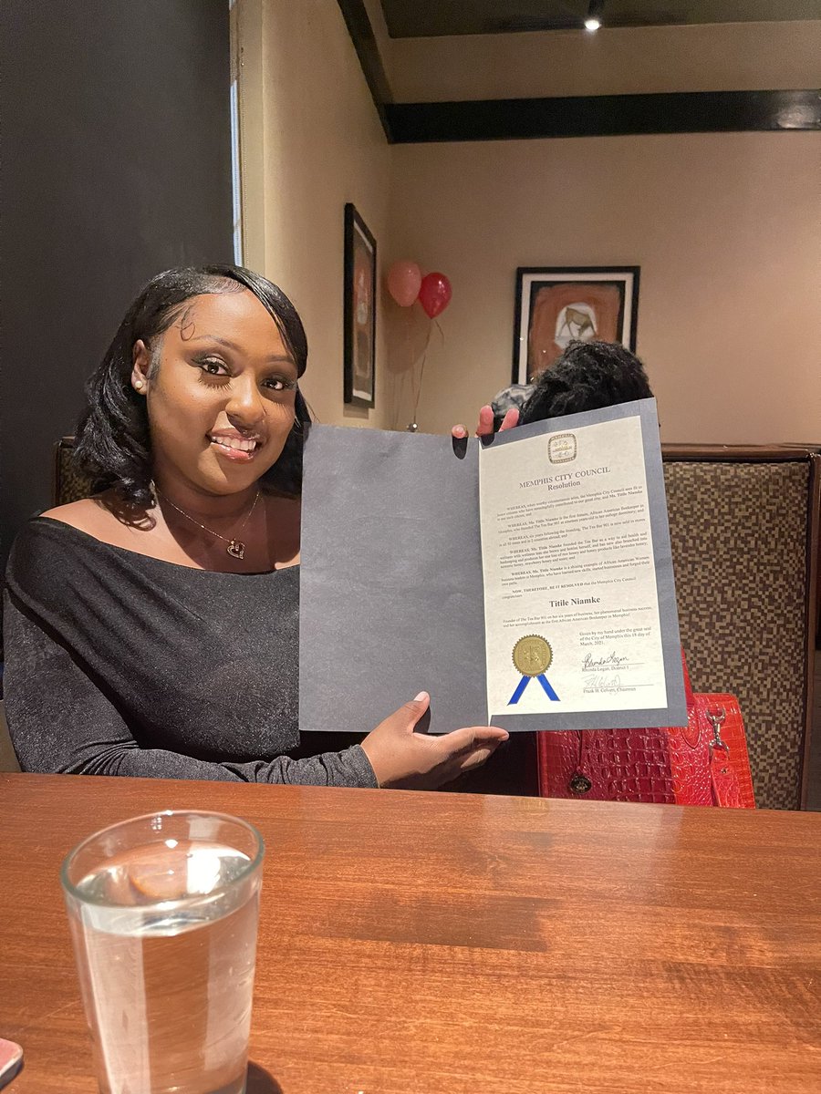 theteabar901's tweet photo. The Memphis City Coucil issued myself &amp; @theteabar901 a history documenting resolution for being the 1st female African American beekeeper in Memphis! 🙌🏾🍯
Happy BHM from myself &amp; The Tea Bar 901 🍯

Grab your honey here: https://t.co/MZaXMYVzQE  
Use code “history10” for 10% off https://t.co/L1FbG0IwfB