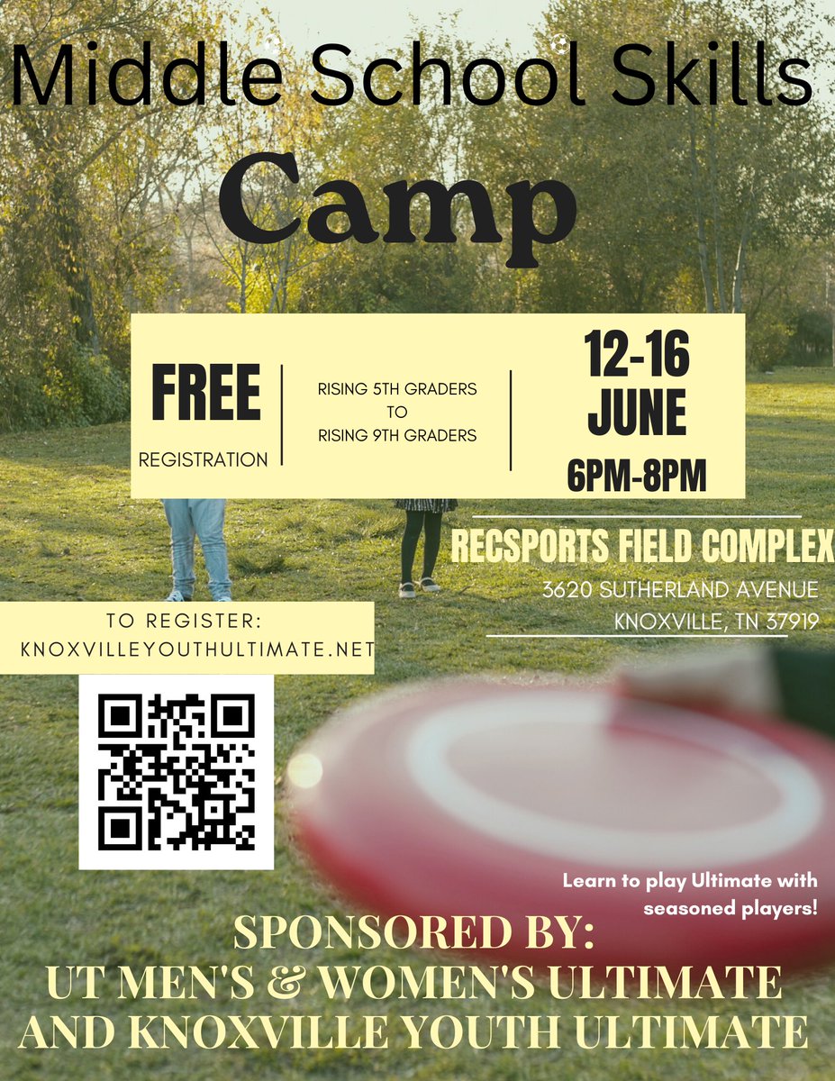 After a year of hard work and planning, KYU is excited to announce our partnership with the UT Ultimate teams to offer a middle school skills camp for rising 5th-rising 9th graders in June 2023!! This program is FREE and registration is now open!