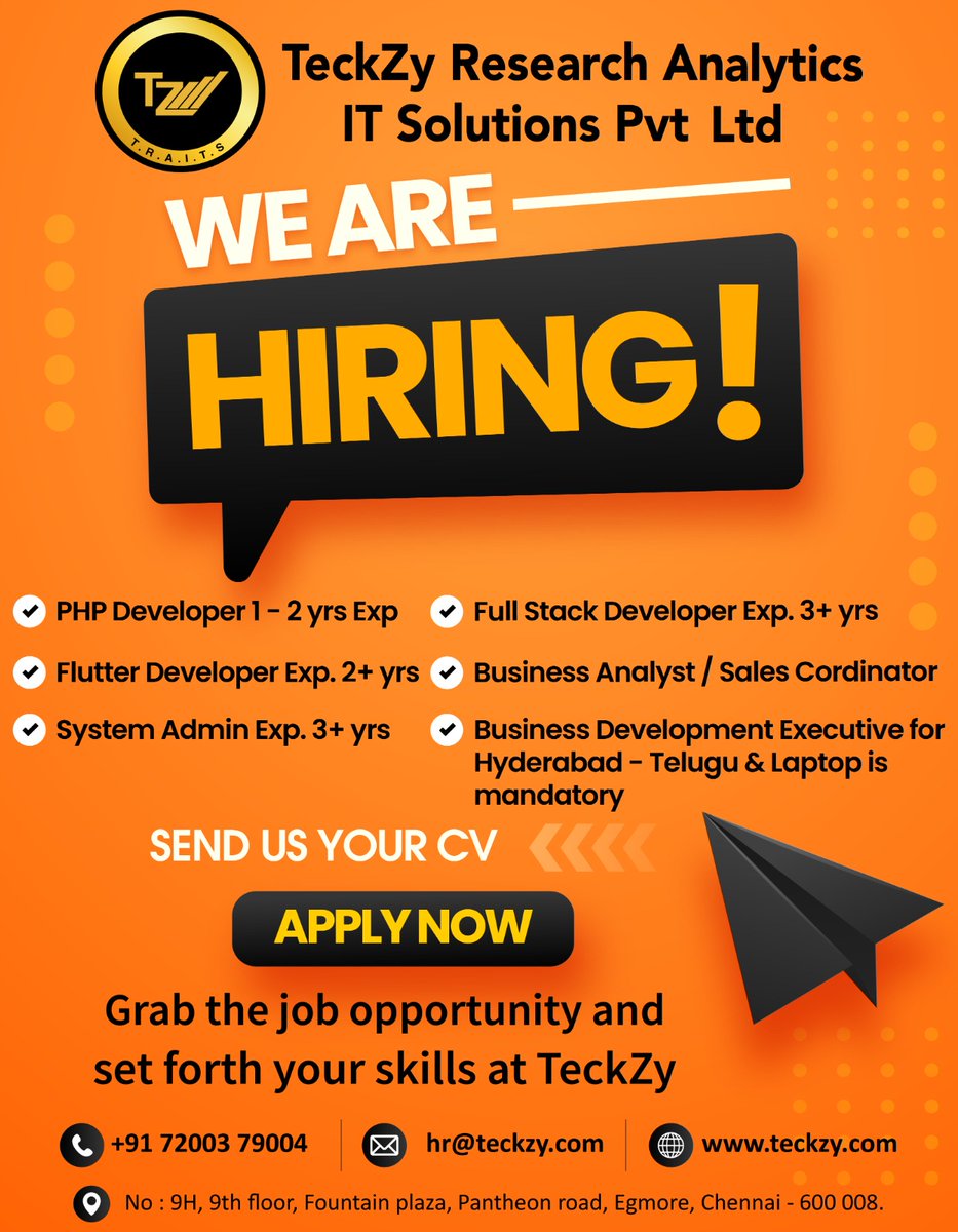 Interested candidates, kindly forward your CV to our HR. #androiddeveloper #flutterdeveloper #systemadministrator #phpdeveloper #businessanalyst #salescoordinator #fullstackdeveloper #hr #cv