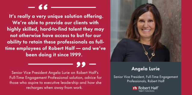 NicholeSLogan's tweet photo. Senior Vice President Angela Lurie explains @RobertHalf's Full-Time Engagement Professionals business solution and why it's a great option for aspiring consultants and businesses looking for experienced and stable contract talent. https://t.co/CtwQ9b2HiD https://t.co/rSAY8B4sM9