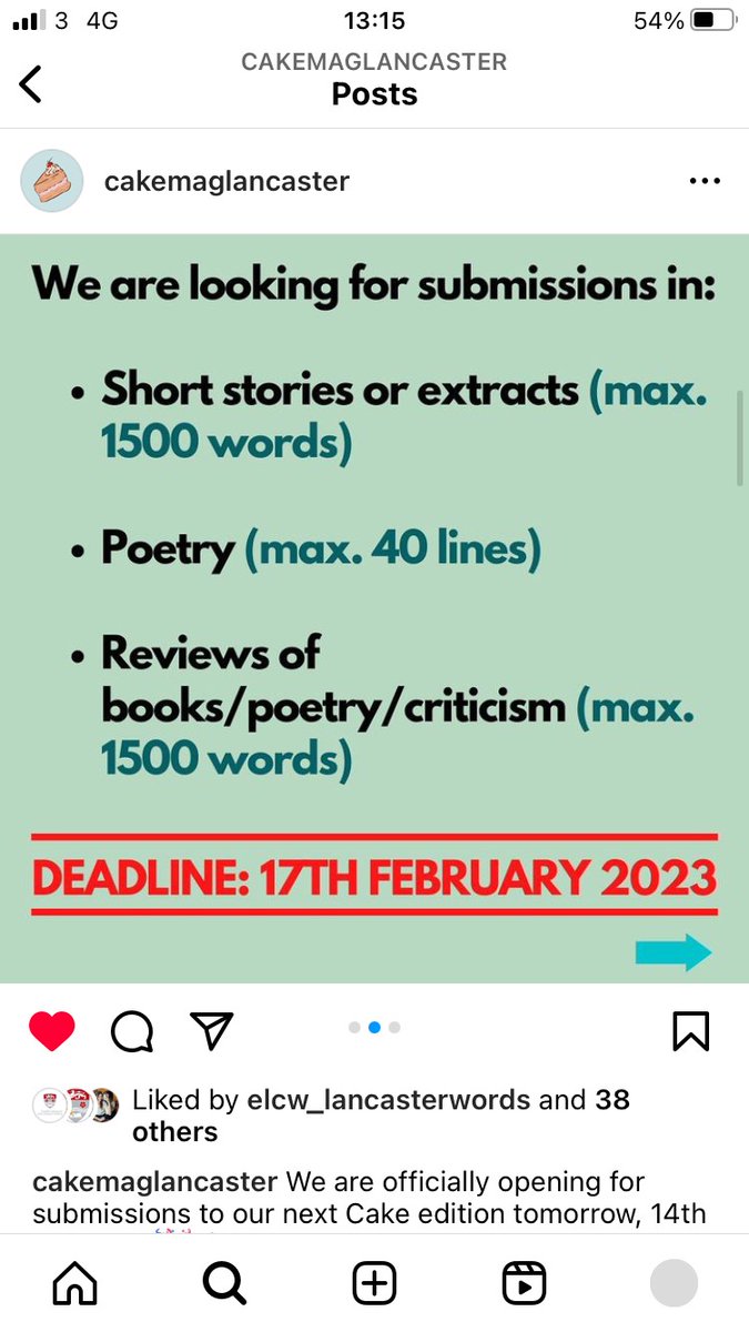 SwainsonBill's tweet photo. Looking forward to seeing the latest Cake magazine. @CakePoetry, but first you need to get those submissions in by 17 February.
https://t.co/dP9Jt7oQ8P

@Litfest @KendalPoetry @kimmoorepoet @ShareClaw @PoetrySociety @R3TheVerb @lancaster_words @TheDukesTheatre @SCANLU @halekatie https://t.co/W8E3ZoqJR0