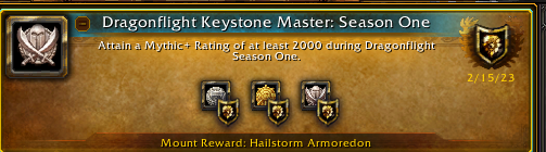 MotorheadWoW's tweet photo. Keystone Master is done! I been spamming keys nonstop since like Friday. Pugging can be rough and there was soo many bad keys on the way but its all finished now, Feels amazing. #Dragonflight #KeystoneMaster #Warcraft @Warcraft Mount #461 https://t.co/yVQ3MssQmr