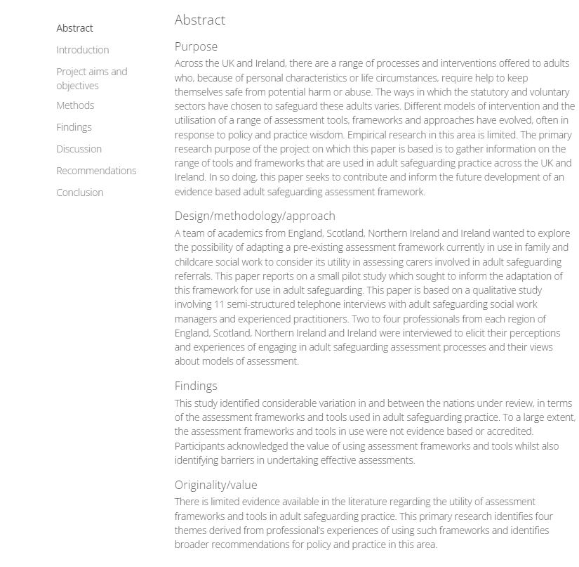 Sarah Donnelly (@sarahmdonnelly1) on Twitter photo New co-authored publication 'Assessment tools used in #adultsafeguarding practice within the UK and Ireland.' Journal of Adult Protection with Laura Doyle, Lorna Montgomery <a href="/QUBSSESW/">SSESW at Queen's</a> <a href="/KaspMackay/">Kathryn Mackay</a> <a href="/bpenhale/">Bridget Penhale</a> <a href="/UCDSocialPWJ/">UCDSocialPolWorkJust</a>
emerald.com/insight/conten… New co-authored publication 'Assessment tools used in #adultsafeguarding practice within the UK and Ireland.' Journal of Adult Protection with Laura Doyle, Lorna Montgomery <a href="/QUBSSESW/">SSESW at Queen's</a> <a href="/KaspMackay/">Kathryn Mackay</a> <a href="/bpenhale/">Bridget Penhale</a> <a href="/UCDSocialPWJ/">UCDSocialPolWorkJust</a>
emerald.com/insight/conten…