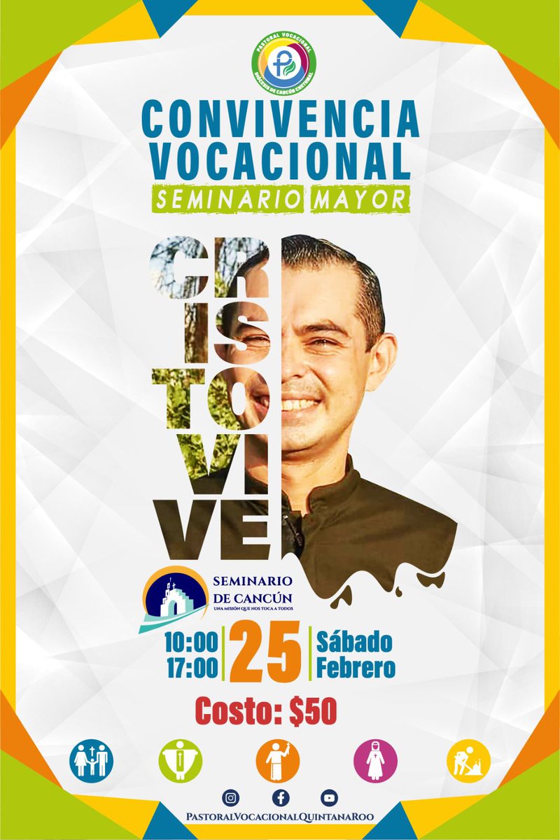 #PastoralVocacional 
Te invitamos a la convivencia Vocacional este 25 de febrero. Date la oportunidad de escuchar la voz de Dios. 

Oremos por las vocaciones.🙏🏻

 #Sínodo2023 
#AñoSinodal20222023
 #DiócesisCancúnChetumal
 #TodosJuntosHacemosElCamino