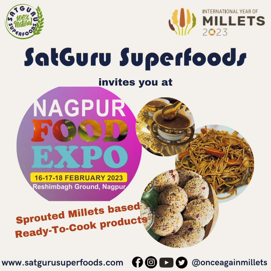 We are coming to Nagpur Food Expo, come and meet us at stall no. B30 !!! 
#IYM2023 #YearofMillets #nagpurfoodexpo