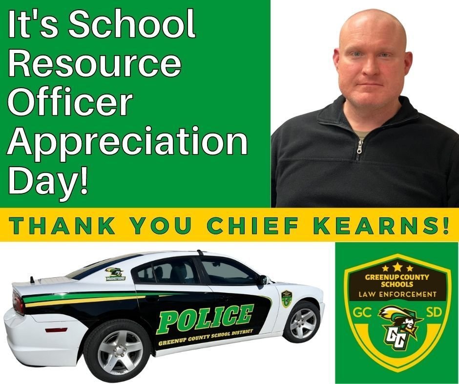 It's National SRO Appreciation Day!
Thank you to Chief Kearns for working to keep GCSD a safe place to work and learn!
#BelieveInGC