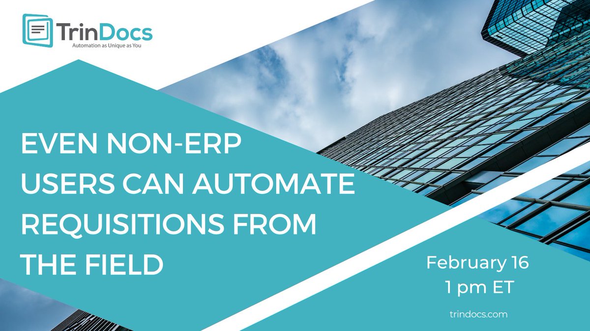 DynamicsTips's tweet image. Tomorrow @ 1pm ET! Join this free webinar to learn how TrinDocs can automate requisitions for your business in 30 days or less. ▶ Register now: trindocs.com/resources/#web…
#TrinDocsDELIVERS #ROI #workflow