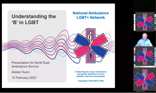 Thank you so much to @alistair_gunn from @NatAmbLGBTUK for joining us @NEAmbulance to deliver a #Bisexual awareness session for #LGBTHM23 Super informative & has given us a lot to think about re. ensuring bi people are more visible @NEAS_EDI 🏳️‍🌈🏳️‍⚧️🚑