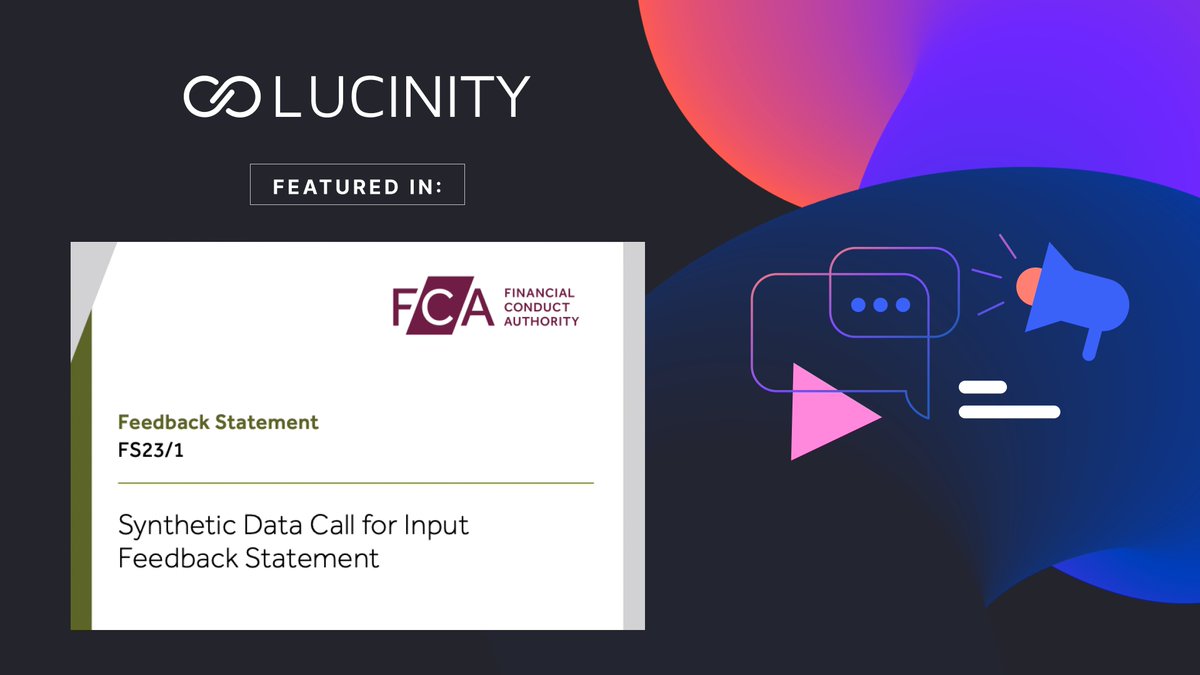 Lucinity (@lucinityaml) on Twitter photo The <a href="/TheFCA/">Financial Conduct Authority</a> published a Synthetic Data Feedback Statement which Lucinity contributed to. Read below for challenges and opportunities of using #syntheticdata , specifically within financial crime.
hubs.ly/Q01Cq8RZ0 The <a href="/TheFCA/">Financial Conduct Authority</a> published a Synthetic Data Feedback Statement which Lucinity contributed to. Read below for challenges and opportunities of using #syntheticdata , specifically within financial crime.
hubs.ly/Q01Cq8RZ0