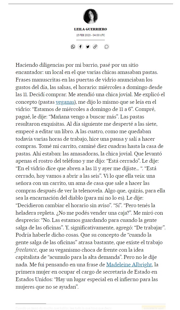 “¿No me podés vender una caja?”. Me miró con desprecio: “No. Las estamos guardando para cuando la gente salga de las oficinas” - Infierno especial, la columna de Leila Guerriero de hoy.