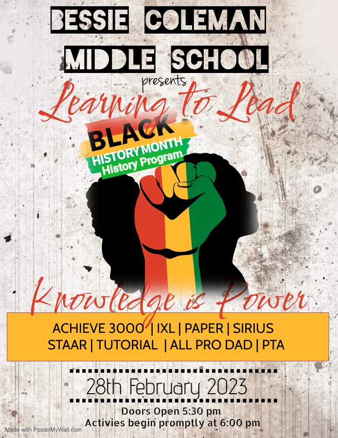 ***NEW DATE*** for our BHM program at Coleman! 👀 <a href="/jaredpeters23/">Dr. Jared Peters</a> <a href="/barbretta_baker/">Mrs. Baker</a> <a href="/cedarhillisd/">Cedar Hill ISD</a>