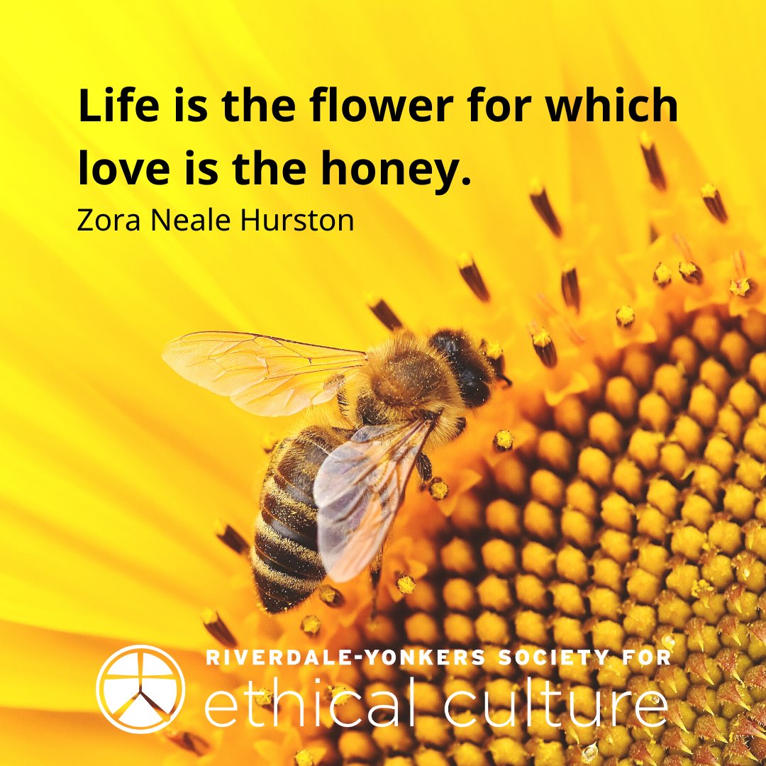 "Life is the flower for which love is the honey."
Zora Neale Hurston 
#RiverdaleYonkersSocietyForEthicalCulture #Love