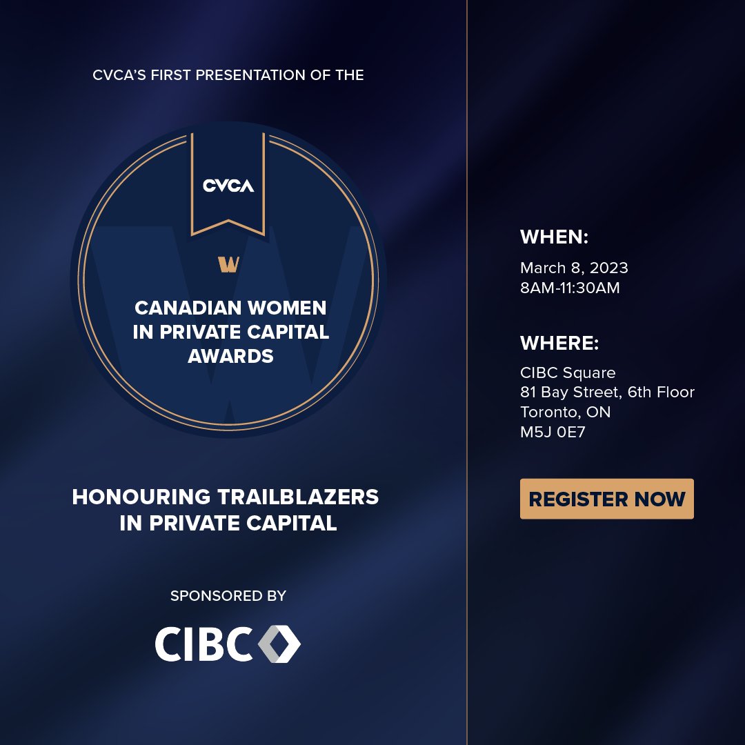 CVCA (@cvca) on Twitter photo We're thrilled to invite you to CVCA's Women in Private Capital Awards on March 8th sponsored by <a href="/CIBCInnovation/">CIBC Innovation</a>, a morning of inspiration and networking! Hear from the award winners themselves, and learn from their incredible journeys. Register now: cvca.ca/registration/2… We're thrilled to invite you to CVCA's Women in Private Capital Awards on March 8th sponsored by <a href="/CIBCInnovation/">CIBC Innovation</a>, a morning of inspiration and networking! Hear from the award winners themselves, and learn from their incredible journeys. Register now: cvca.ca/registration/2…