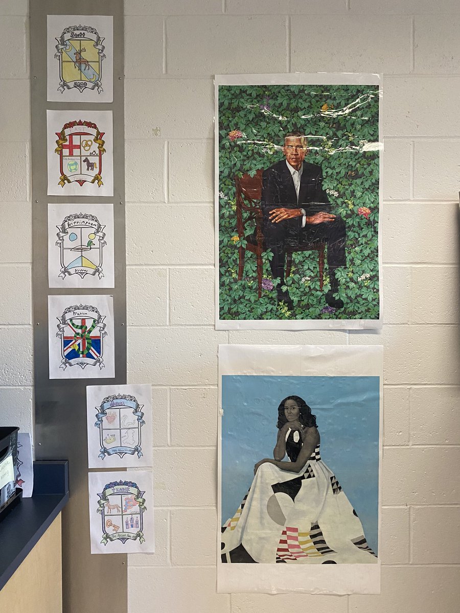 emmabelle_'s tweet photo. Coat of Arms hanging for Brit Lit’s 1st unit: Forging a Hero! Students researched their family name and picked symbols to represent their families! So fun! #heroesgonnabeheroes #britlitislit @italianaaimee22 https://t.co/8O4NXEPkeb