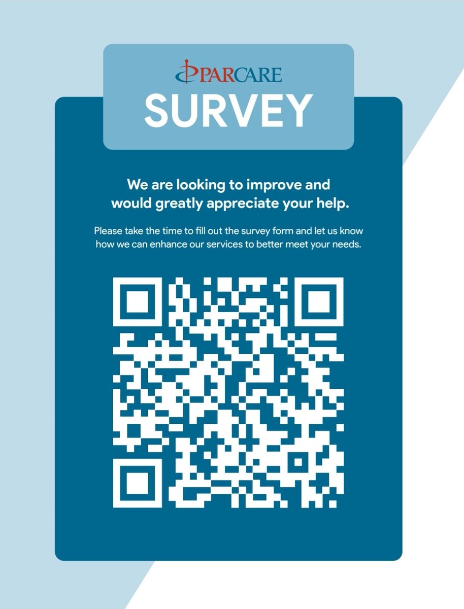 ParCareUes's tweet photo. Have you visited Parcare Medical Center recently? We want to hear from you! Help us improve our services by taking our quick survey and sharing your experience. Your feedback matters to us! #ParcareMedicalCenter #PatientExperience #HealthcareSurvey https://t.co/DqXaYX6q5G