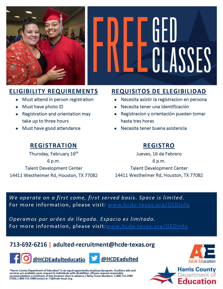 Alief_Fame's tweet image. Registration for our free GED classes start tomorrow February 16th at 6:00 p.m. @ The Alief Center for Talent Development. 

Space is limited!

Click on the link below for more information🔽

aliefisd.net/Page/14885

#GEDclass
#AliefProud
#AliefStrong