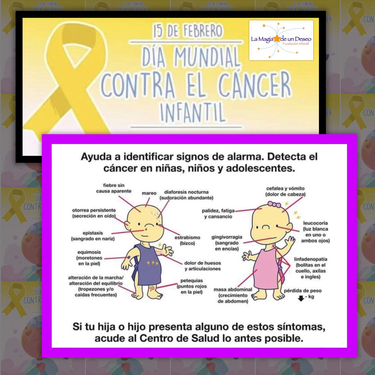 15 Febrero!  hoy Se conmemora el Día Internacional del Cáncer Infantil. A diario, el cáncer infantil cobra muchas vidas a nivel mundial; por eso, es fundamental la detección y atención oportuna, ya que ayuda a prevenir esta enfermedad en los niños
#lamagiadeundeseo #cariñoterapia