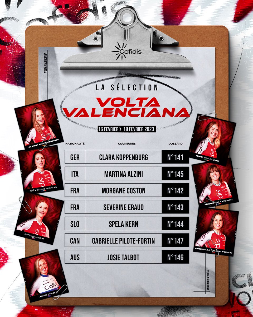 Demain commence la Volta Valenciana ! #vcv2023  

Pour rappel, nos coureures engagées ⤵️