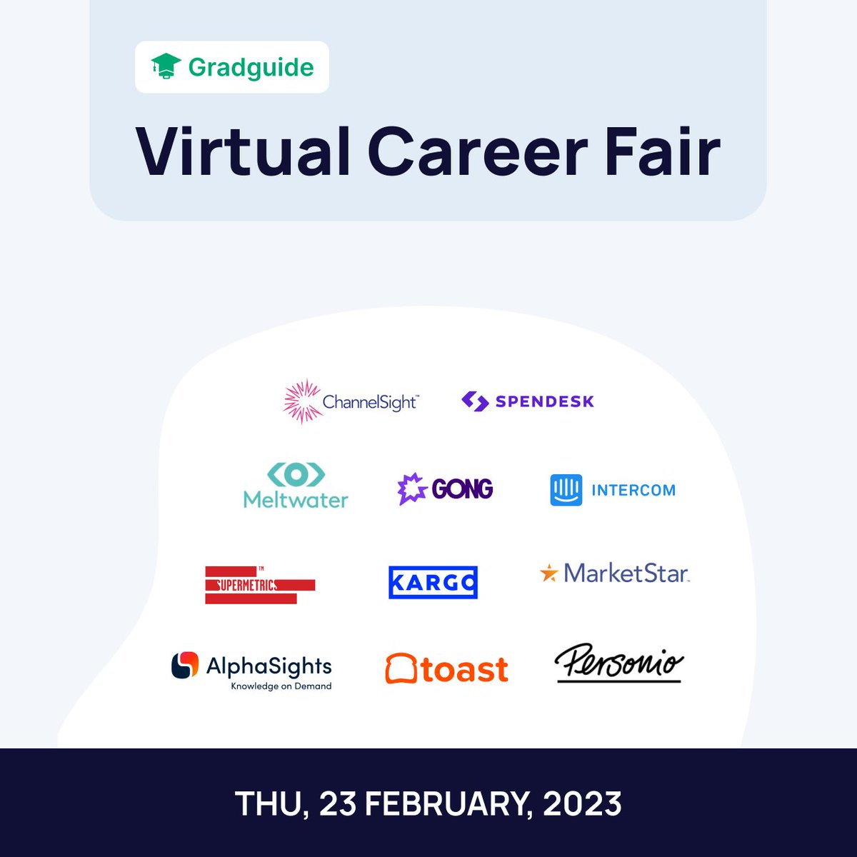 The Gradguide Virtual Career Fair will be taking place on the 23rd of February. You will have the chance to connect directly with recruiters and hiring managers at some of the world's fastest-growing companies across the UK and Ireland. Sign up careerfair.gradguide.com/login