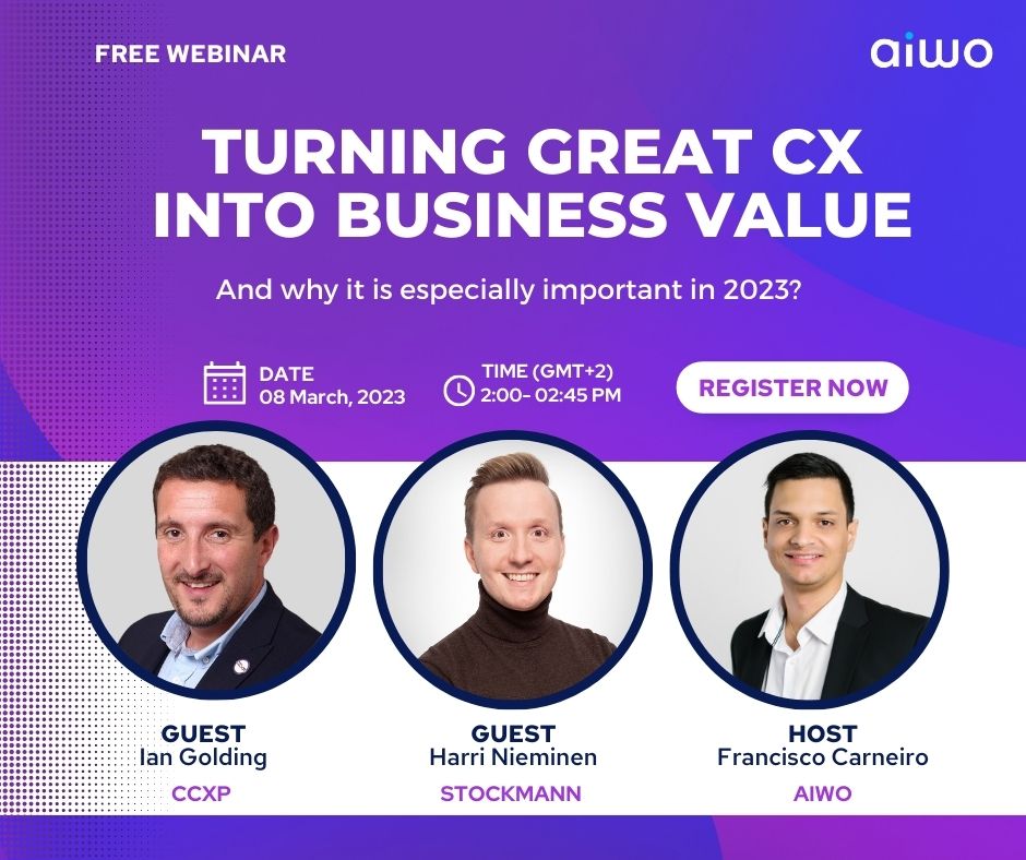 How to make the role of #CX more concrete within your company, and how to effectively communicate its value to your decision-makers? Join us for a free webinar March 8th! Register: aiwo.ai/webinar-turnin…

#customerexperience #cxvalue