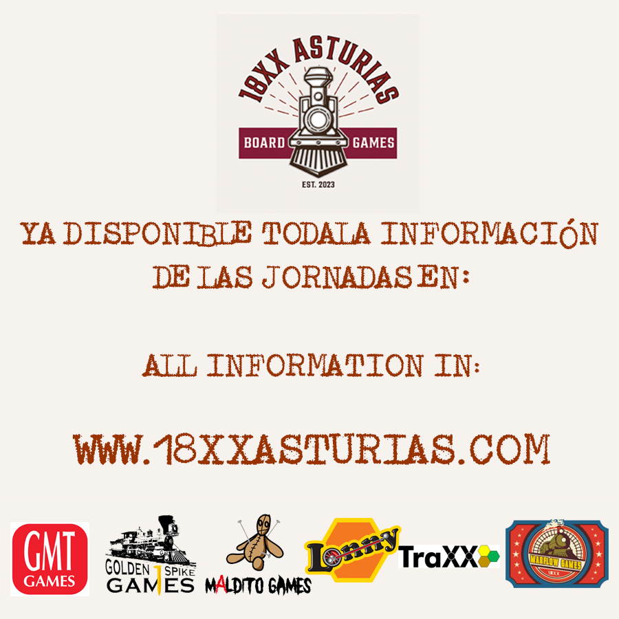 18xxasturias's tweet photo. Arrancamos!!! Ya tenéis toda la información necesaria en la web de las jornadas. Fechas de inscripción, partidas, actividades, etc....
Let´s go!!! You already have all the necessary information on the website. Registration dates, games, activities, etc... https://t.co/eXUtsE1rgl