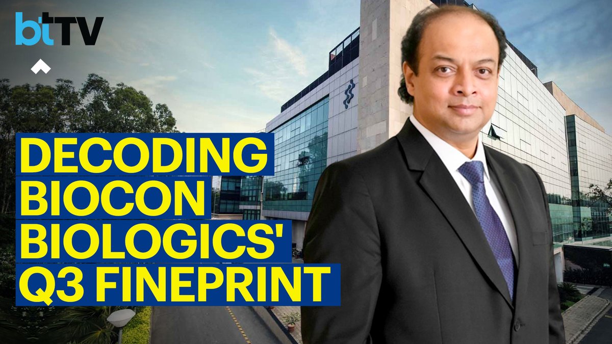 business_today's tweet photo. Biocon Biologics Q3: Biosimilars Revenue Up 54%, PAT Falls 25% YoY. Watch BTTV's Sakshi Batra in conversation With Shreehas Tambe, CEO & MD, Biocon Biologics. Biocon Ltd
Watch: https://t.co/1CRxgSaNAn | @sakshibatra18 #FY23 #Bioconshare #Ebitda #ShreehasTambe https://t.co/53KdR3JDZd