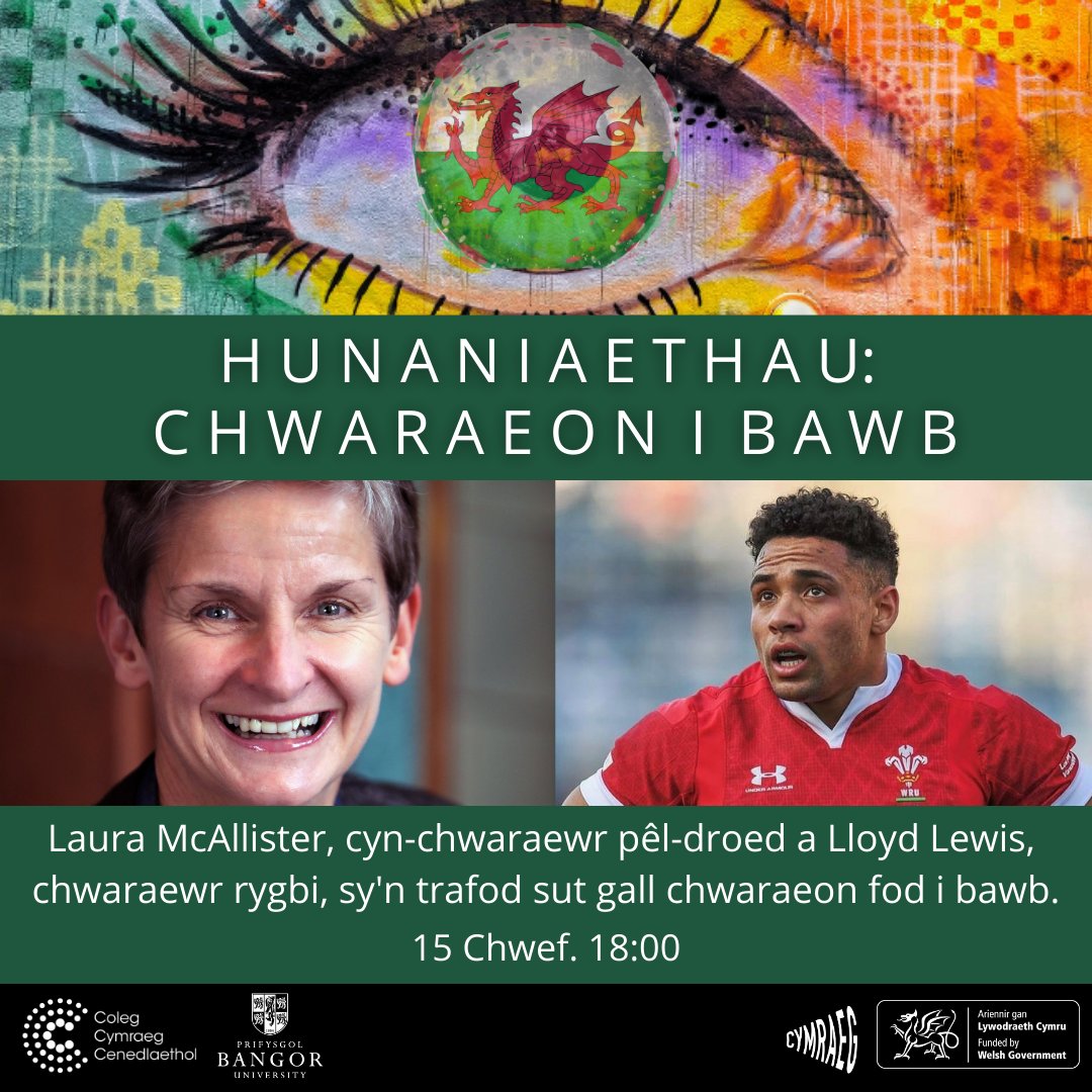 SHiLSSBU's tweet photo. Sgwrs #Hunaniaethau @SHiLSSBU a @colegcymraeg gyda @LauraMcAllister a @lloydylew HENO am 6yh dros Zoom.
Tonight's #Identities talk will be with professional sportspersons Laura McAllister and Lloyd Lewis.
Simultaneous translation available. https://t.co/iHjIlajfaB https://t.co/T1o7vo8atm