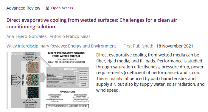 DeTermotecnia's tweet photo. Uno de los artículos sobre enfriamiento evaporativo publicado por una de nuestras investigadoras está entre los 10 más descargados de la revista WIREs Energy and Environment de @WileyGlobal  ¡Enhorabuena!
https://t.co/aCrpEZhshf https://t.co/bqMuWmMXFs