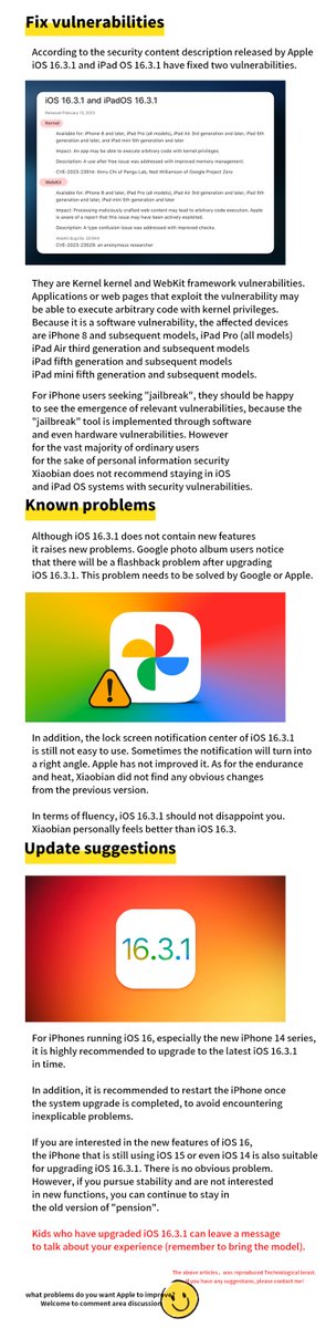 Qiandaskill's tweet photo. The official version of iOs 16.3.1 is coming! Fix 3 problems and security vulnerabilities #ios #tech #iphone #lcd #Reddit #screenshotsaturday 

Professional sales of mobile screen: https://t.co/MRpLl1oUr0 https://t.co/NM8ztUa4Zh