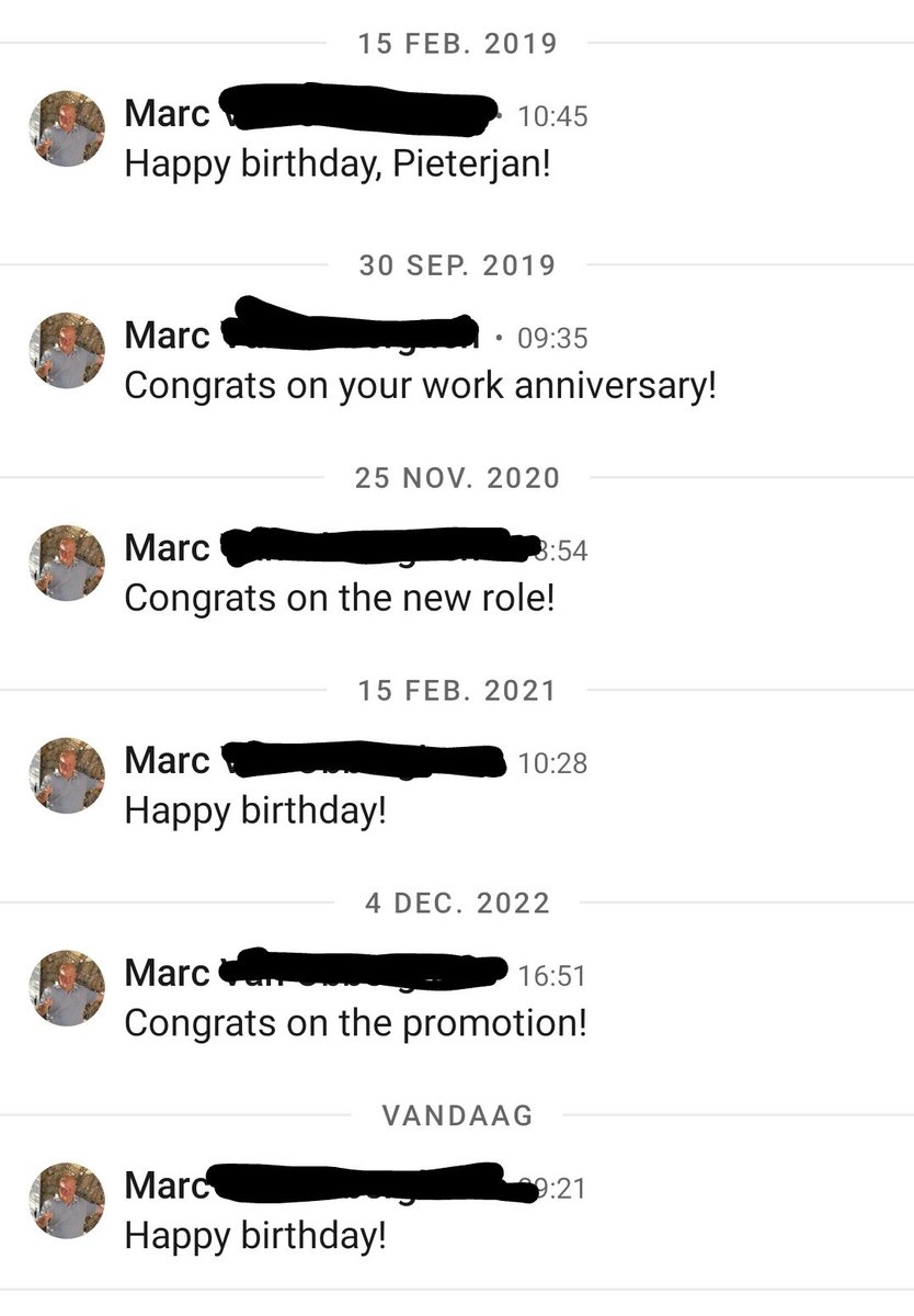 Na drie jaar LinkedIn-conversatie kan ik met zekerheid zeggen dat Marc er altijd is op de grote momenten.