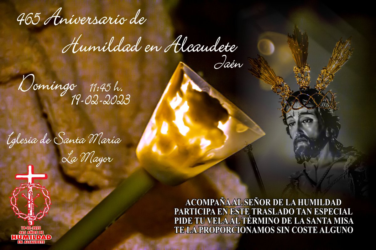 HumildAlcaudete's tweet photo. 🔴⚪️‼️ PIDE TU VELA ‼️🔵⚫️
Acompaña al Señor de la Humildad en este Traslado tan especial.
Próximo Domingo, día 19 de Febrero al término de la Santa Misa.
Iglesia Parroquial de Santa María la Mayor.
Archicofradía del Señor de la Humildad. https://t.co/61699NhKwb