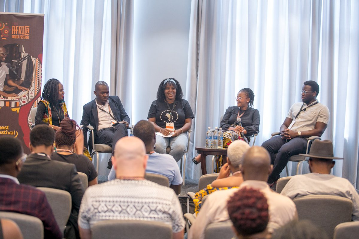The #AfricanMediaFestival panelists for the theme: "The growing sophistication of misinformation."

Moderator: Wanjiru Nguhi; <a href="/BarazaLab/">Baraza Media Lab</a>.

From Left:
1. Alphonce Shiundu; <a href="/AfricaCheck/">Africa Check</a>.
2. Doreen Wainainah; <a href="/PesaCheck/">PesaCheck</a>.
3. Nkirote Koome; <a href="/luminategroup/">Luminate</a>.
4. Odanga Madung; <a href="/mozilla/">Mozilla</a>.