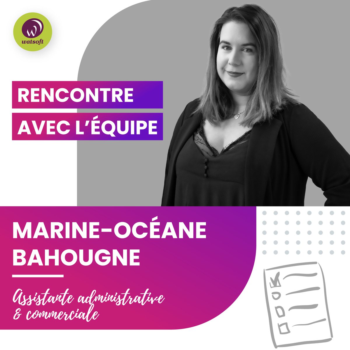 watsoft_com's tweet image. Qui se cache derrière #Watsoft ? 🤔

Ce mois-ci, c'est au tour de notre Assistante Administrative et Commerciale Marine-Océane Bahougne de nous faire découvrir son profil !

En savoir plus sur Marine 👉4787365.fs1.hubspotusercontent-na1.net/hubfs/4787365/…

#recrutement #equipe #collaborateur