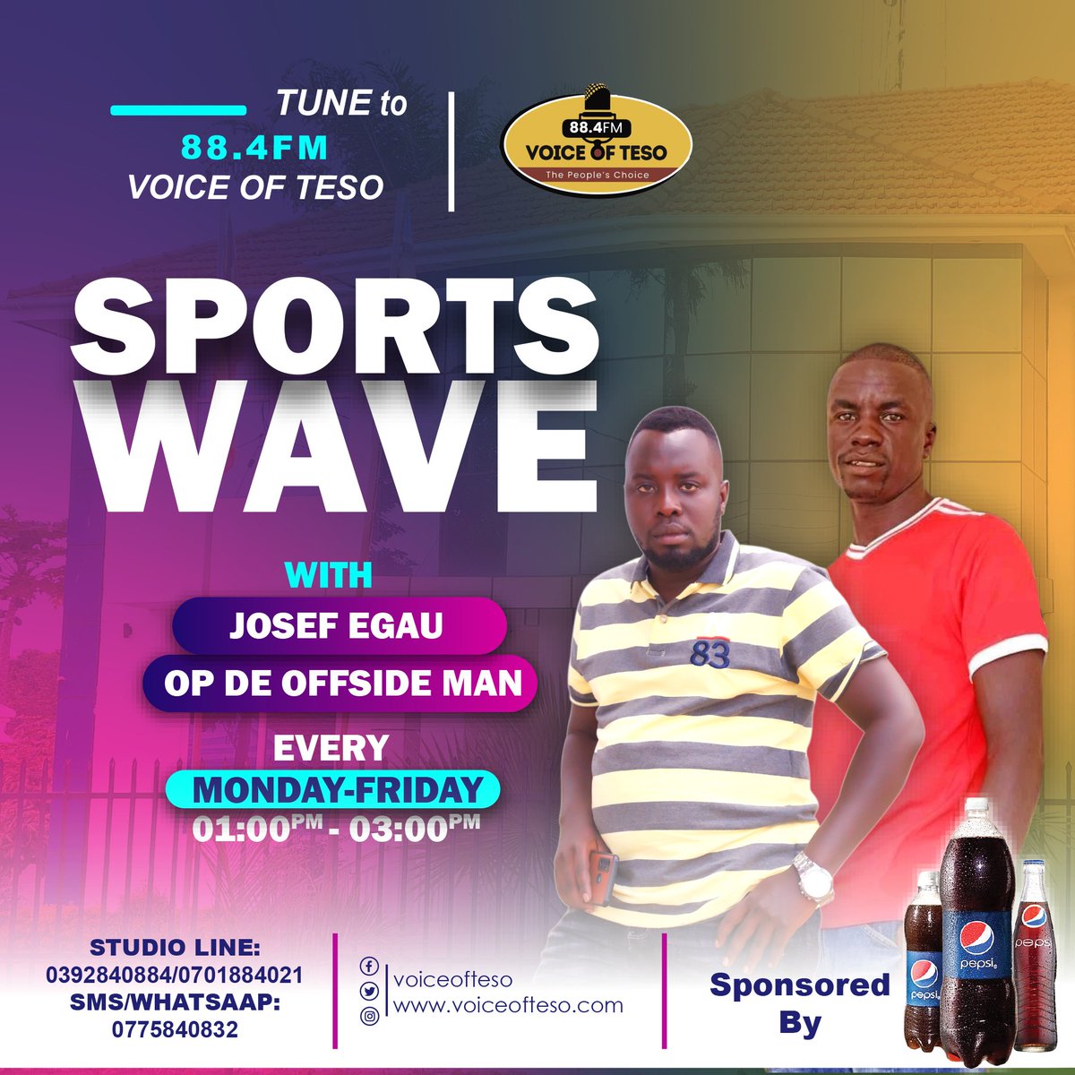 voice_of_teso's tweet photo. ON-AIR #SportWave by @PepsiUganda
Catch the live action tonight at 10:30pm on 88.4FM,
Arsenal Vs Man City
Prediction? https://t.co/IodC1T9MDY